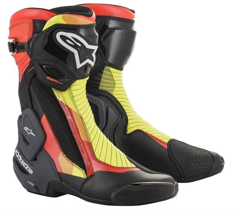 Alpinestars Bottes SMX Plus V2s noir/rouge fluo/jaune fluo/gris