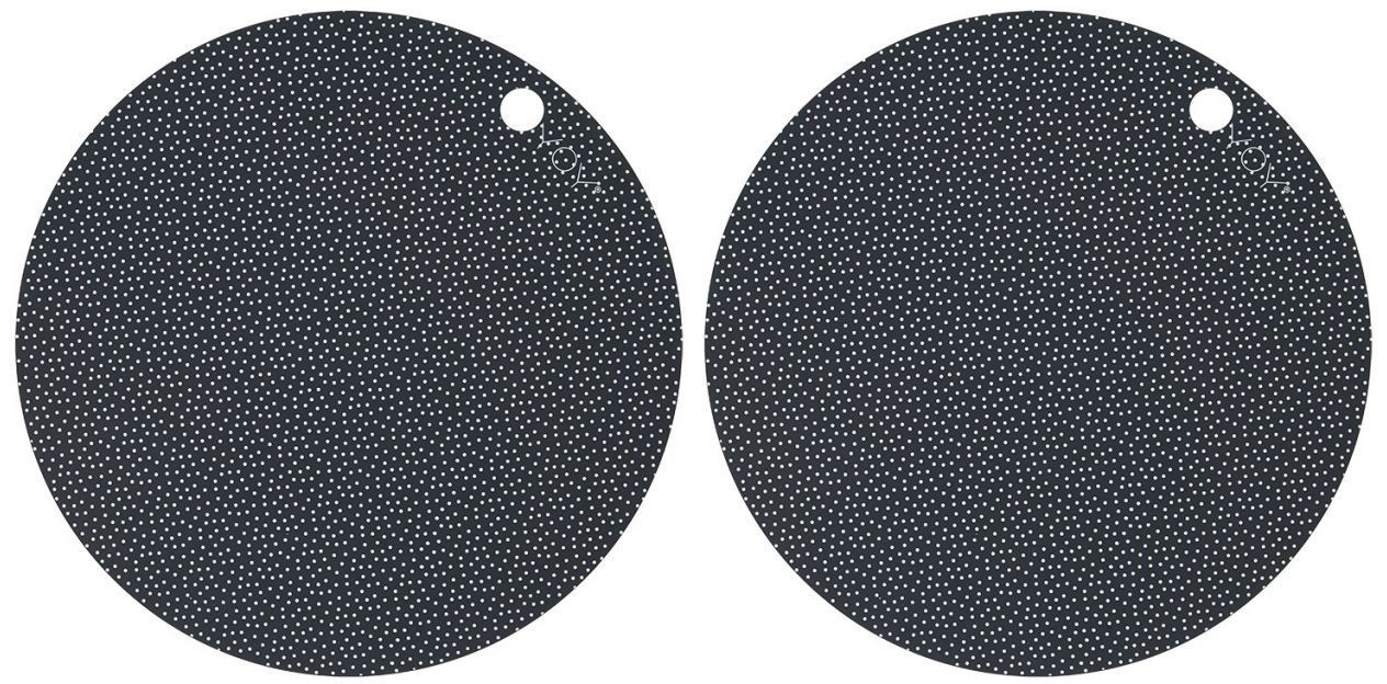 OYOY Living Dot placemat Ø 39 cm 2 pieces dark gray, white