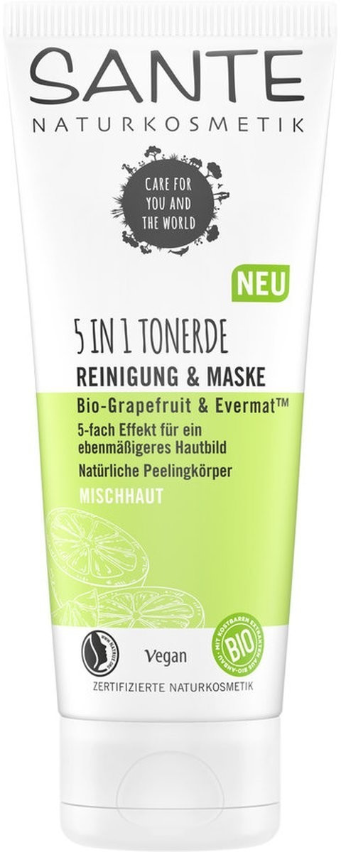 Sante 5in1 Tonerde Reinigung Maske Bio-Grapefruit & Evermat (100ml)