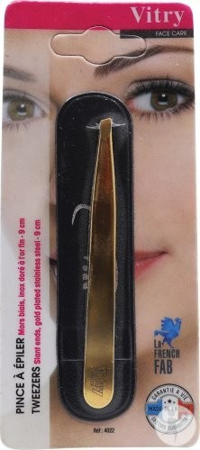 Vitry Pince à épiler prestige professionnelle Mors Biais Inox dorée (1 pc)