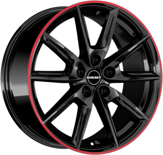 Borbet LX (8x18) black glossy rim red