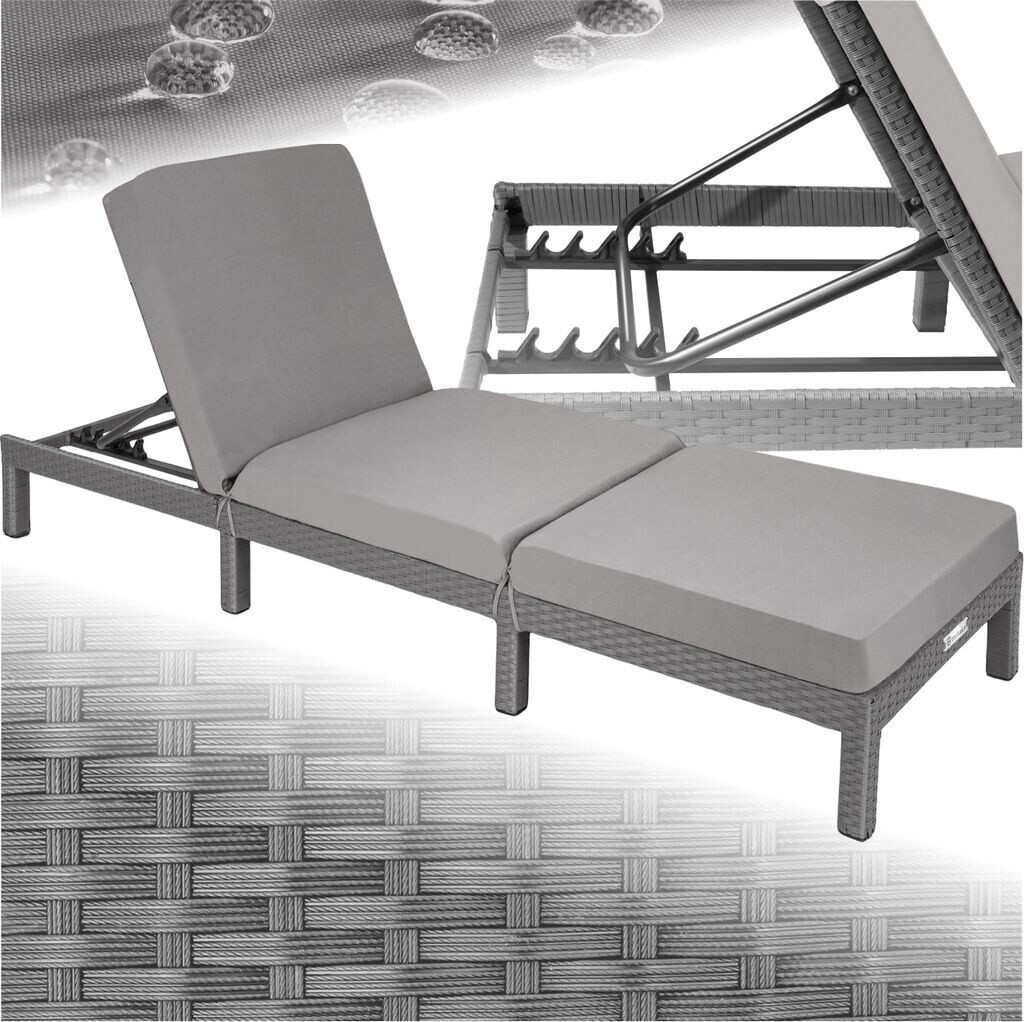 TecTake Sonnenliege Rattan Sofia grau
