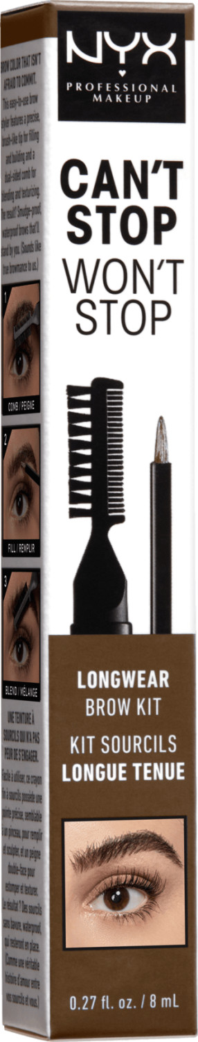 NYX Eyebrow Pencil Can't Stop Won't Stop Longwear Brow Ink Kit Ash Brown 05 (8 ml)