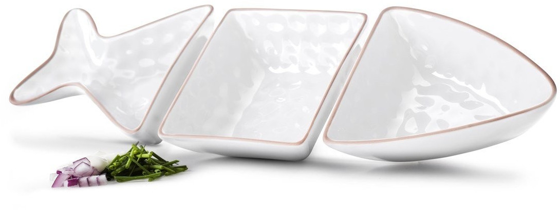Sagaform Fish serving bowl 3 parts white