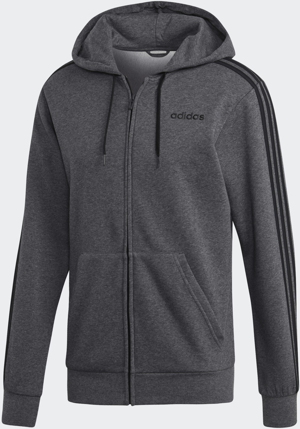 Adidas Essentials 3-Streifen Fleece bei € grey (DX2528) ab | 59,95 heather/black Kapuzenjacke Preisvergleich dark