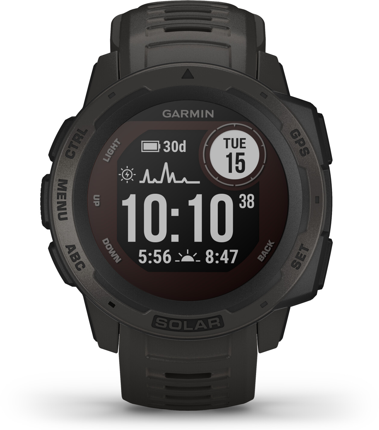 garmin instinct graphite colour smartwatch with silicone band