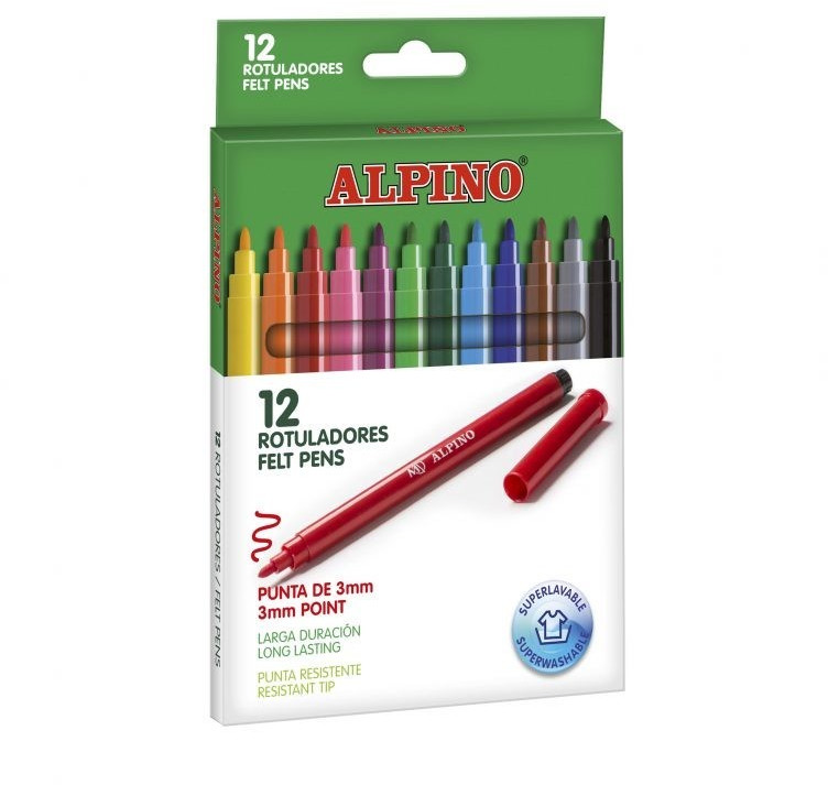 ALPINO Coloring - Estuche 12 Rotuladores de Colores Brillantes y Súper –  PracticOffice