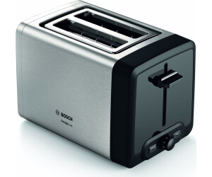 schwarz perfekt für 2 Scheiben Toast Liftfunktion integrierter Edelstahl-Brötchenaufsatz breit mit Auftaufunktion mit Abschaltautomatik 970 W Bosch Kompakt Toaster DesignLine TAT3P423DE 
