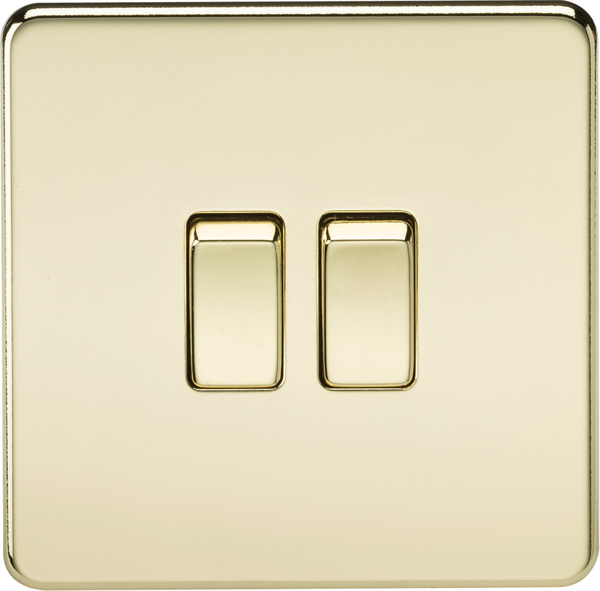 Knightsbridge Screwless 10AX 2G 2-Way Switch Polished Brass