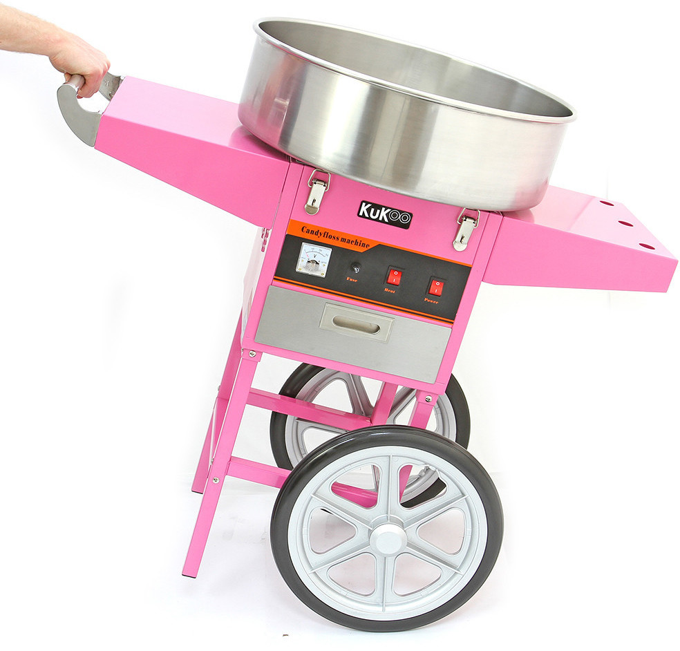 KuKoo Pink cotton candy machine, cotton candy device, cotton candy, drawer and 500 wooden sticks