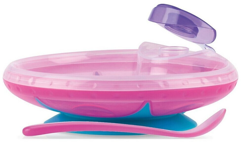 Nuby Assiette chauffante avec ventouse et cuillère rose