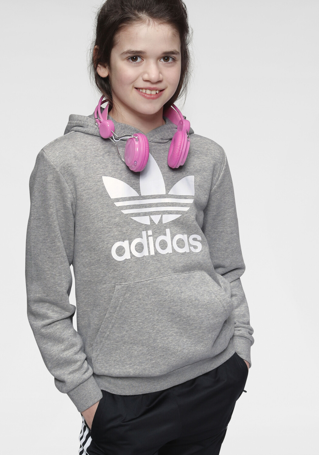 Adidas originals girls' trefoil crop velour hoodie junior top