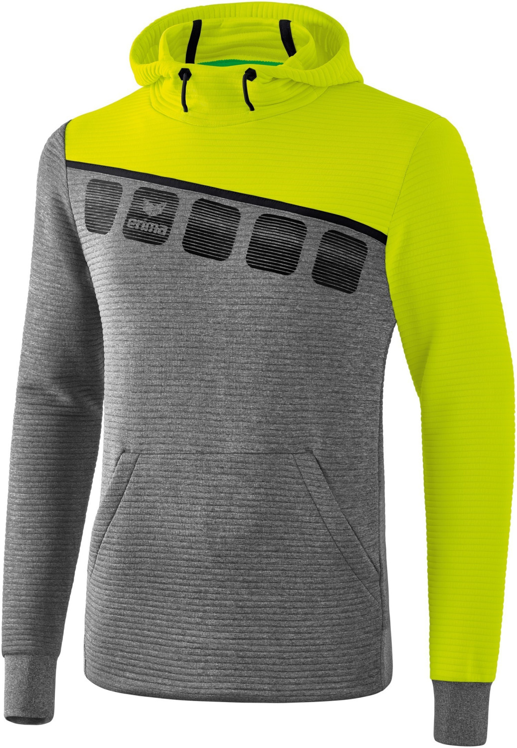 Erima 5-C Hoody Kids grey melange/lime pop/black