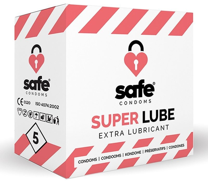 Safe Condoms Super Lube Extra Moist (5 pcs)