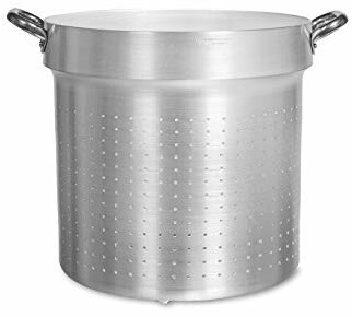 Pentole Agnelli Pasta sieve cylindrical for saucepan, made of aluminum, with 2 handles made of stainless steel, silver 36 cm silver / black