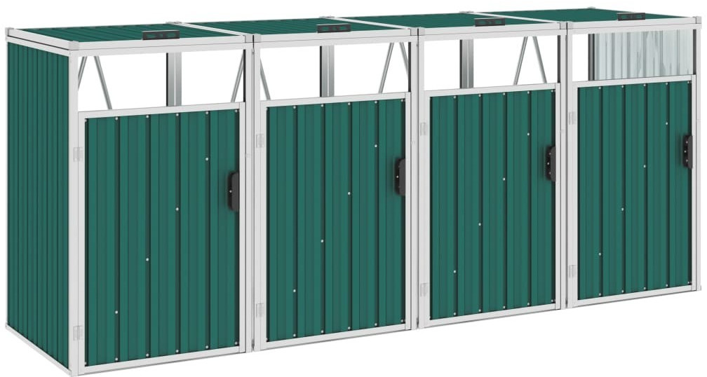 vidaXL Steel Bin Storage Box 4 x 240L Green