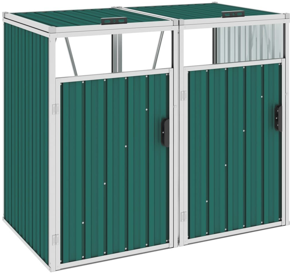 vidaXL Steel Bin Storage Box 2 x 240L Green