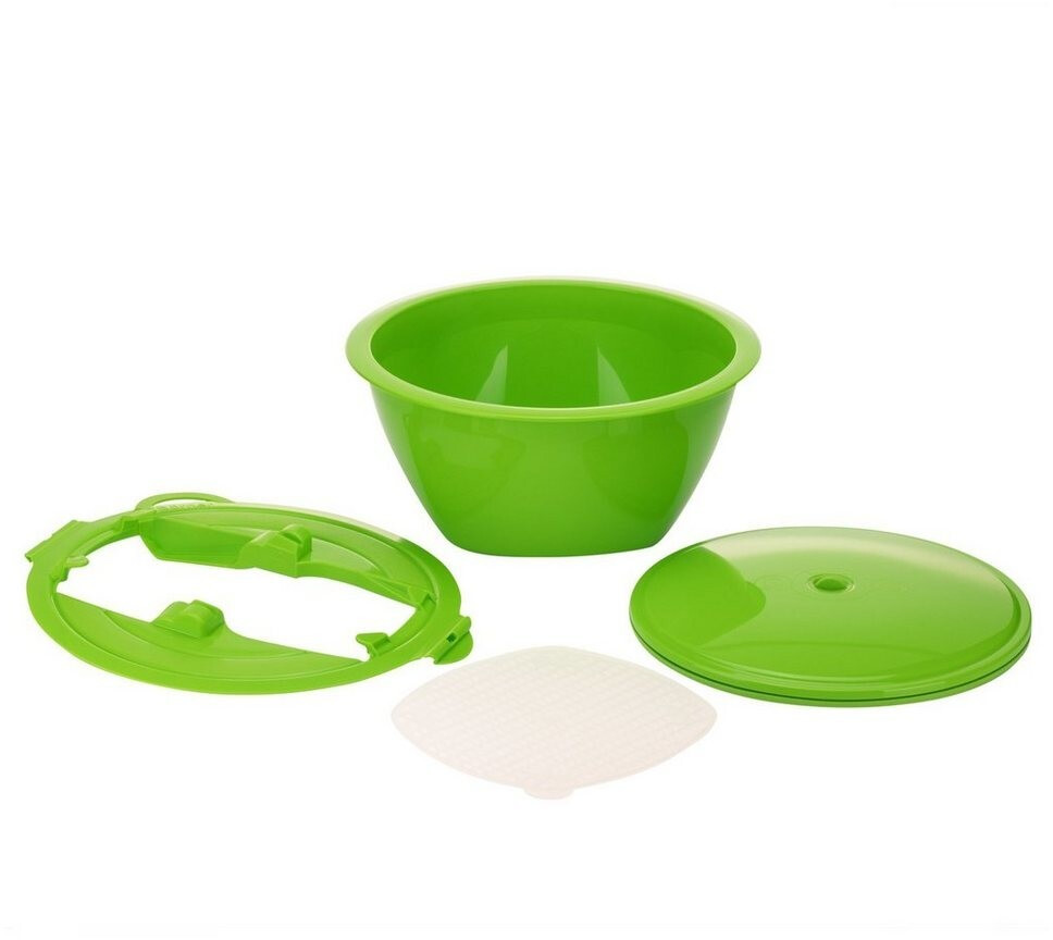 Börner Vegetable slicer Multimaker - full-color bowl with fresh-keeping lid, sieve and. Multiplate, green