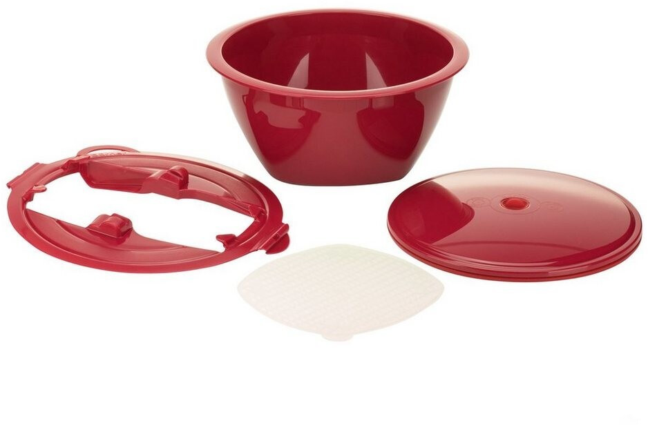 Börner Vegetable slicer Multimaker - full-color bowl with fresh-keeping lid, sieve and. Multiplate, red