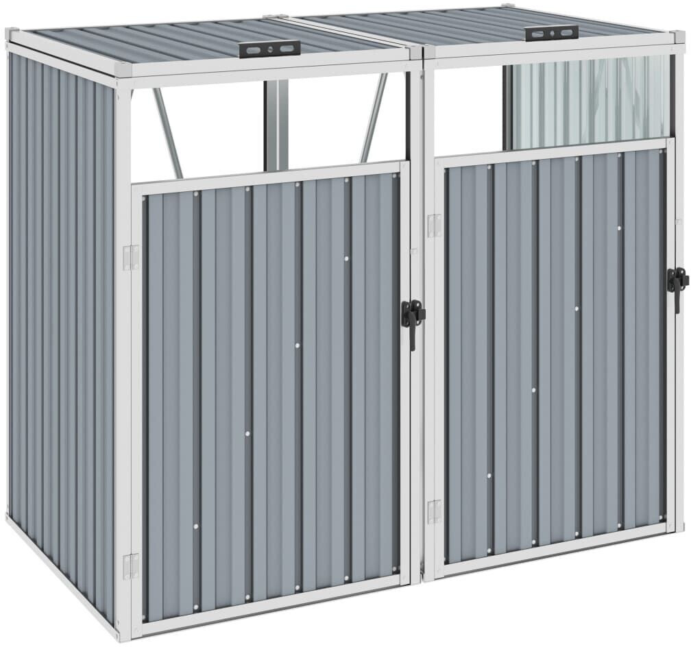 vidaXL Steel Bin Storage Box 2 x 240L Grey