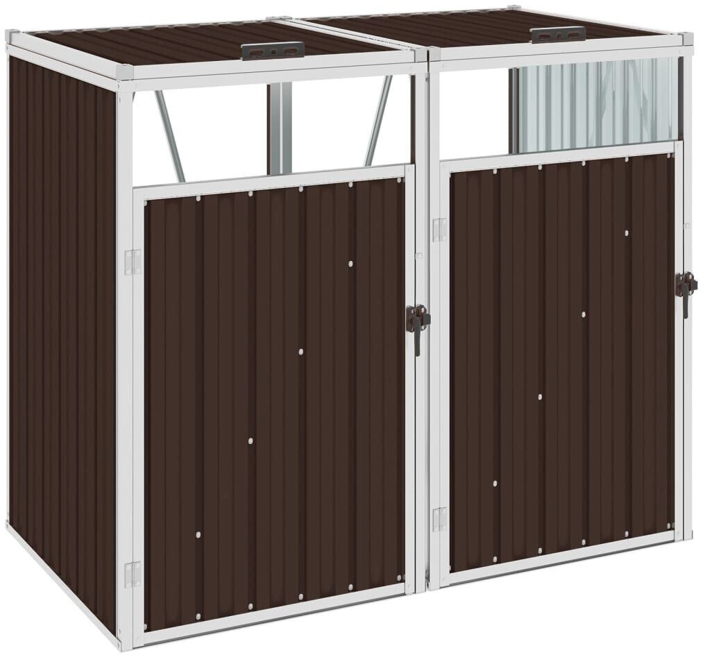 vidaXL Steel Bin Storage Box 2 x 240L Brown