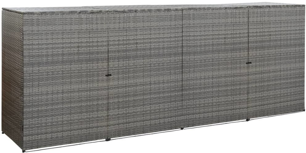 VidaXL Polyrattan Bin Storage Box 4 x 240L Anthracite