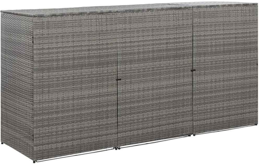 VidaXL Polyrattan Bin Storage Box 3 x 240L Anthracite
