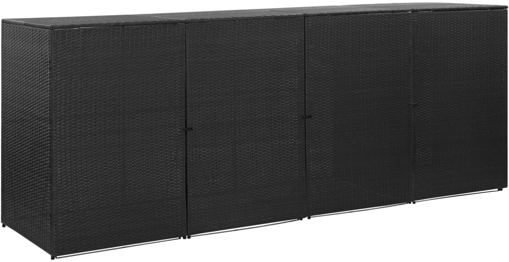 VidaXL Polyrattan Bin Storage Box 4 x 240L Black