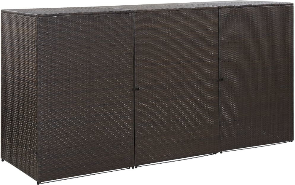VidaXL Polyrattan Bin Storage Box 3 x 240L Brown