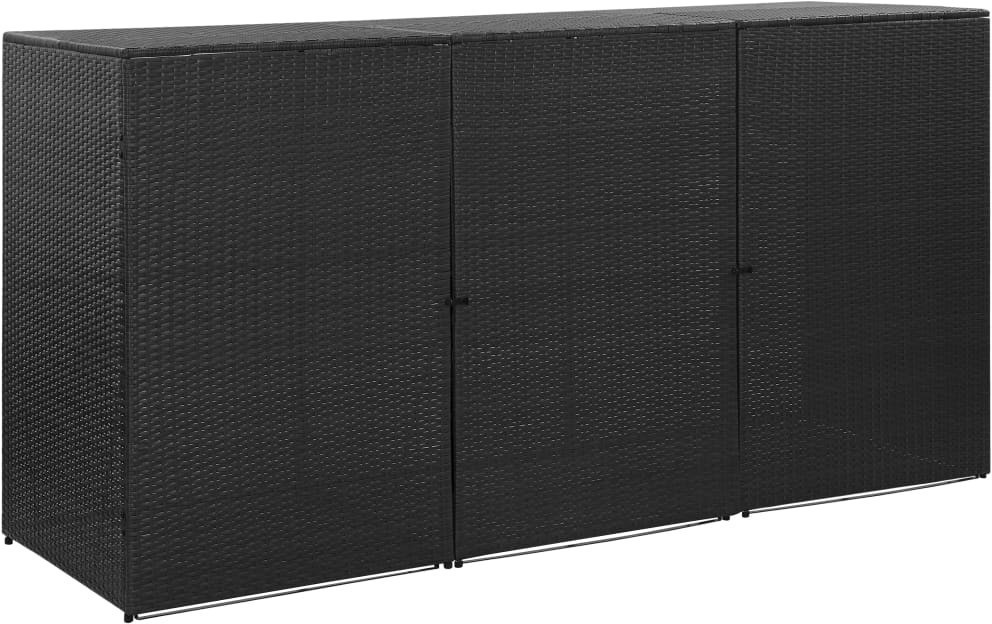 VidaXL Polyrattan Bin Storage Box 3 x 240L Black
