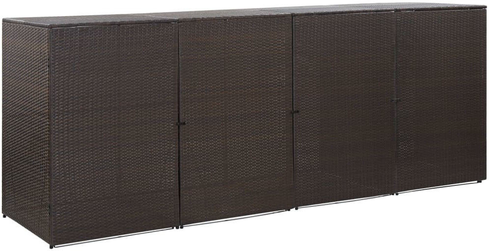VidaXL Polyrattan Bin Storage Box 4 x 240L Brown