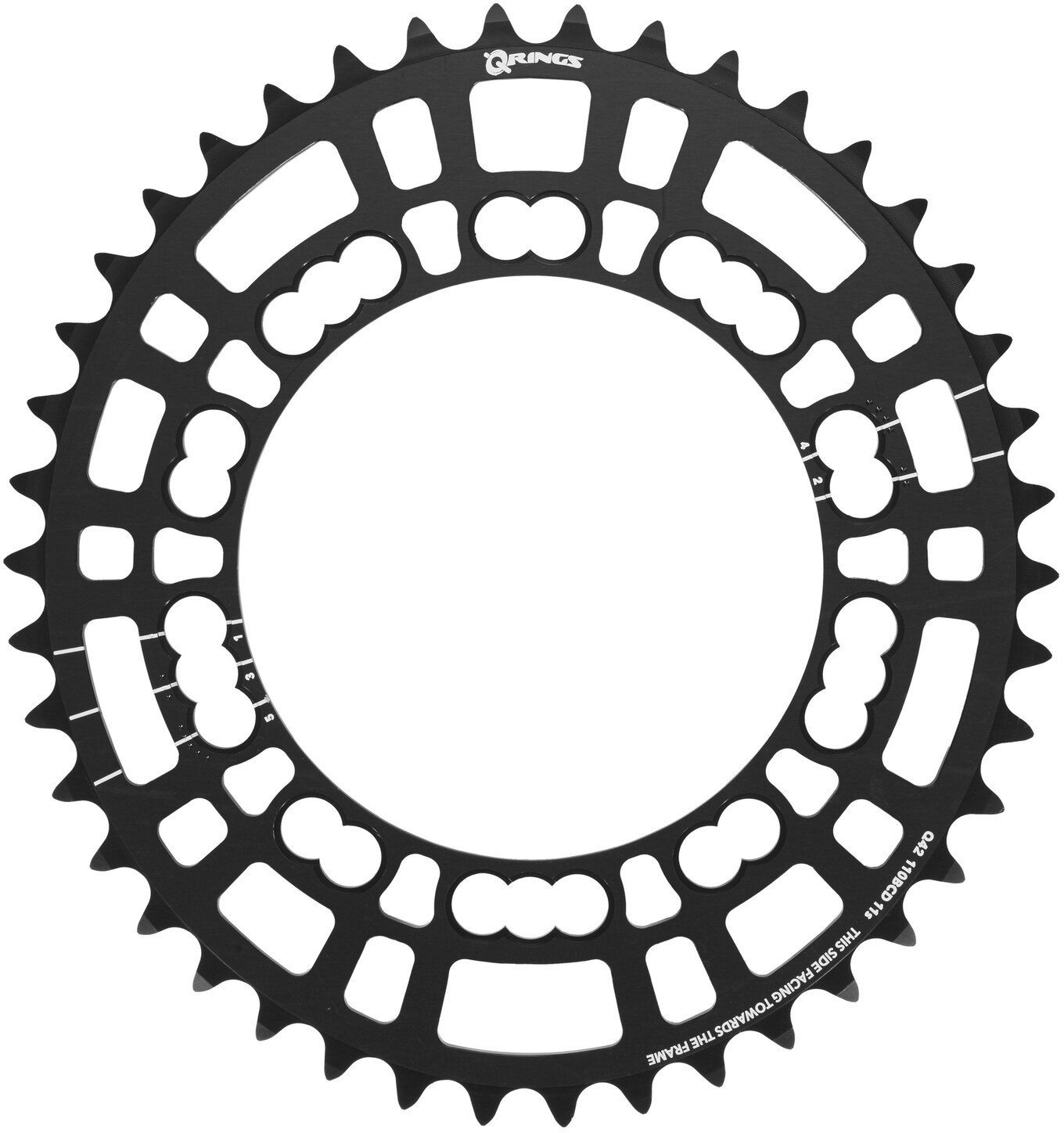 Rotor Q-Ring Road Chainring 110mm 5-Arm innen black 42T