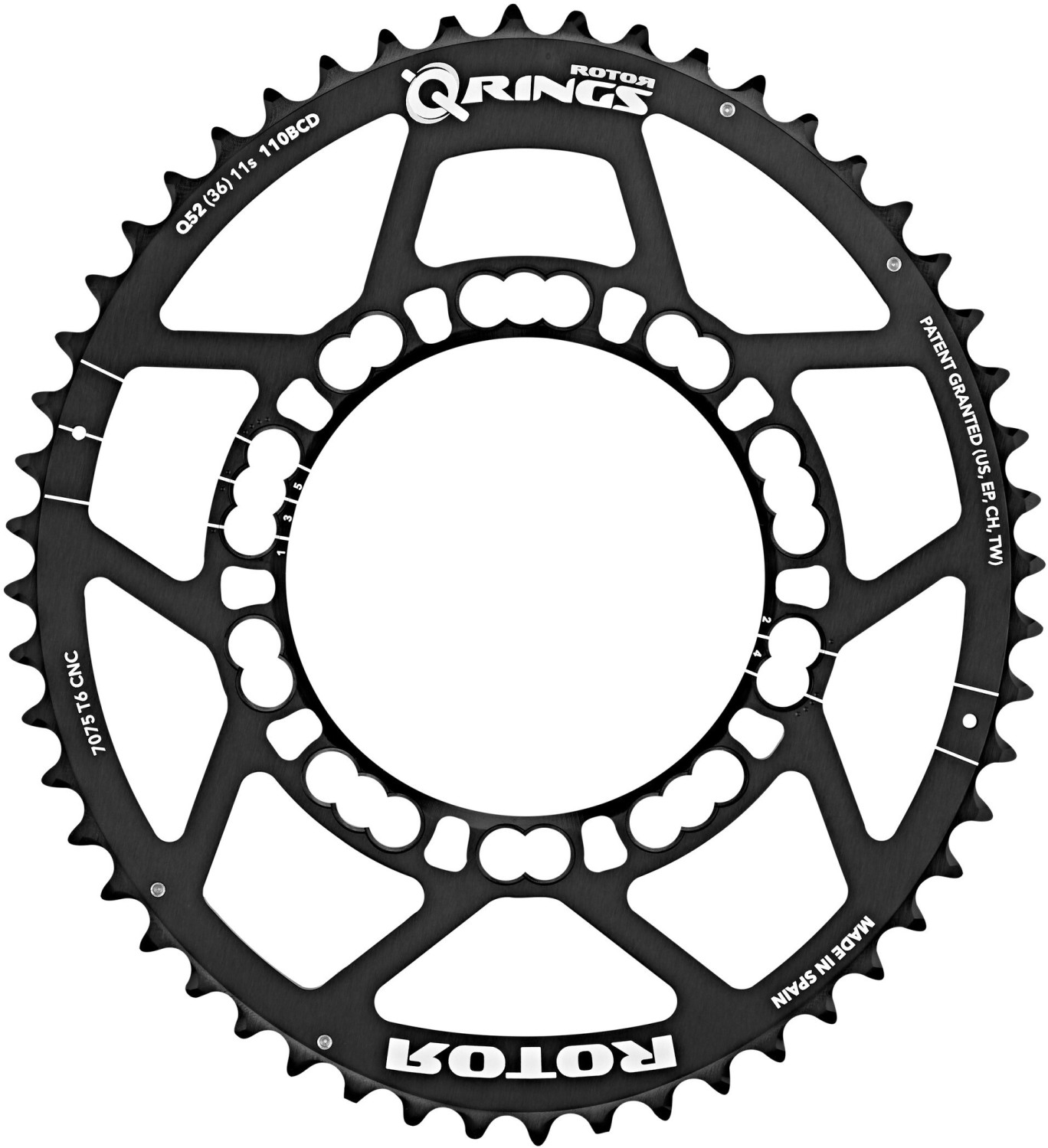 Rotor Q-Ring Road Chainring 110mm 5-Arm außen black 50T