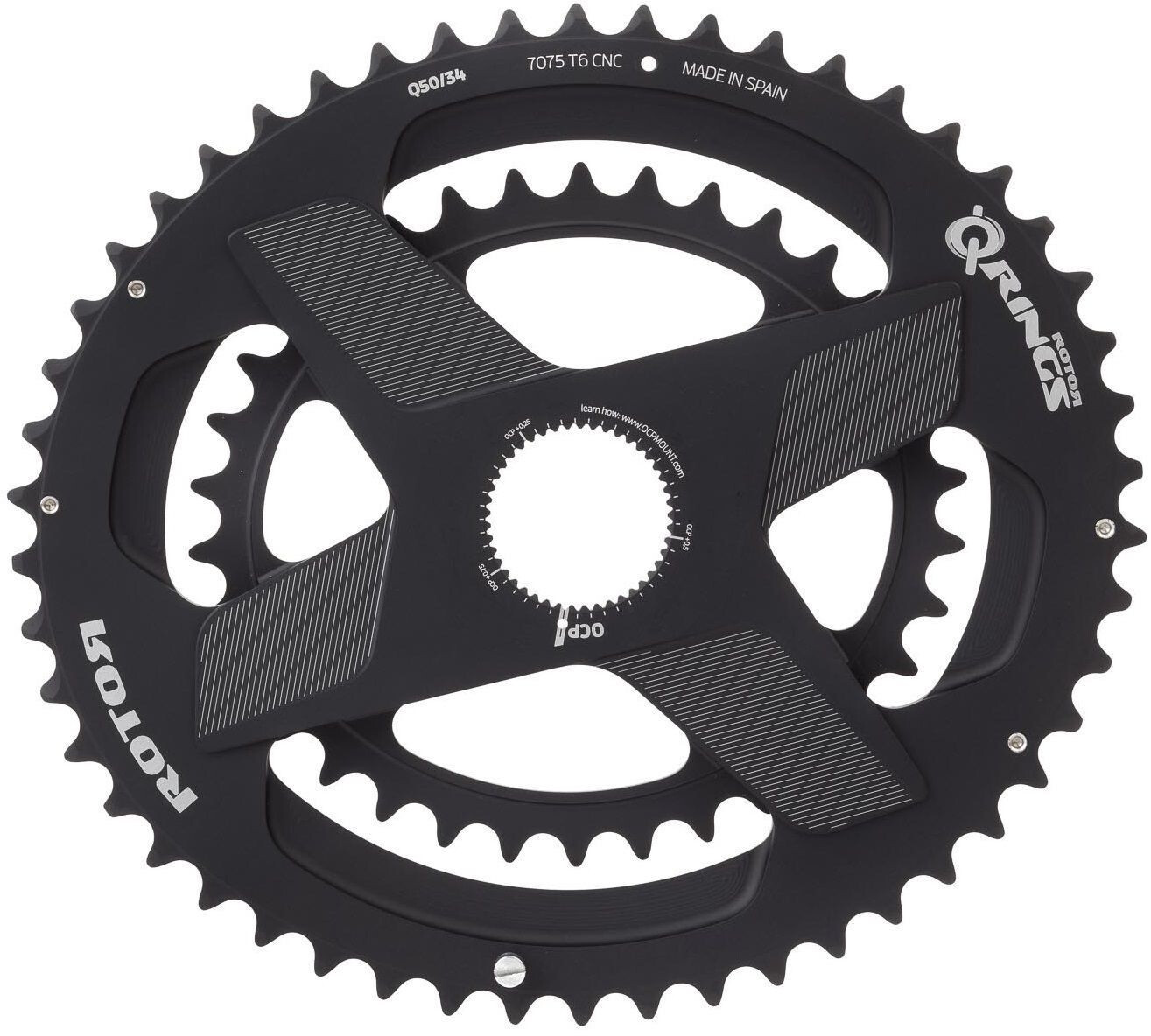 Rotor Aldhu Direct-Mount Doppel-Chainring oval black/matt 53/39T