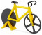 Relaxdays Fahrrad Pizzaschneider, lustiger Pizzaroller mit Schneiderädern aus Edelstahl, Cutter für Pizza & Teig, gelb