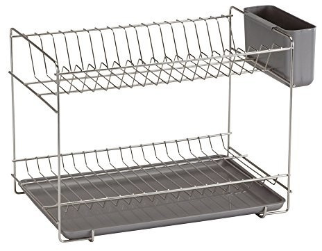 Sauvic 90985 tableware stand, made of 304 stainless steel, with gray tray, small 38.5 x 25 x 28 cm.
