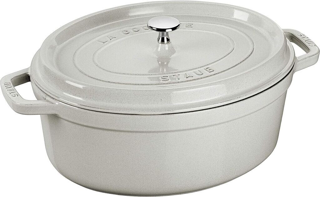 Staub Roasting pot 33 x 28 cm oval white truffle