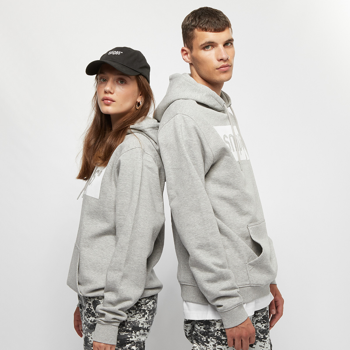 Snipes Hooded-Sweatshirt Box Logo grey/white