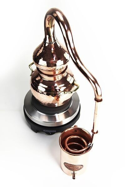 Pack] CopperGarden® Alambic 0,5 L, avec brûleur à alcool - En set avec pompe d'eau de refroidissement | Bienvenue chez - Votre boutique de distillation et de cuisine