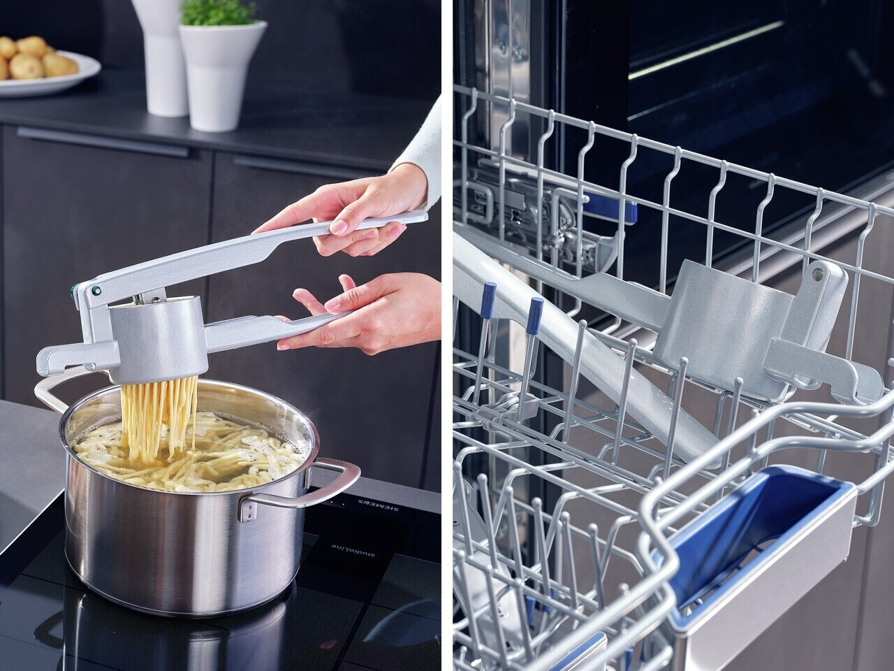 Leifheit Kartoffelpresse 3242, Metall, für Kartoffel, Spätzle usw. ab ...