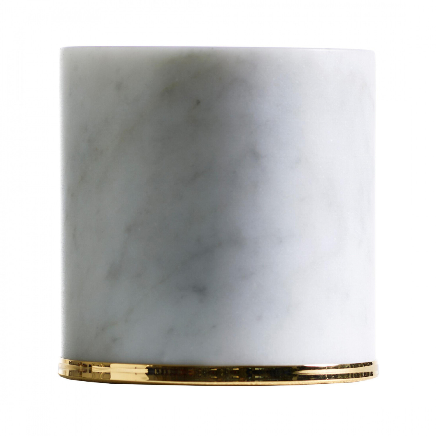 Opinion Ciatti Fermaporte doorstop - white / white Carrara marble / H 10cm / Ø 10.5cm / steel ring gold 24K