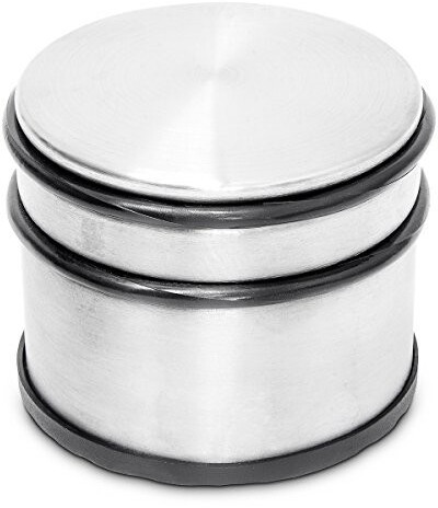 Relaxdays Doorstop high, stainless steel, for windows and doors, large, rubber protection, for heavy doors, HBT: approx. 7.5 x 9.5 x 9.5 cm, silver