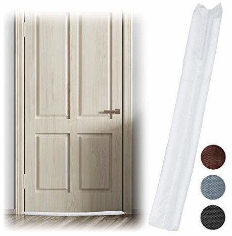 Relaxdays Draft stopper for doors, on both sides, door roller against drafts and cold, fabric, door stopper, 90 cm long, white