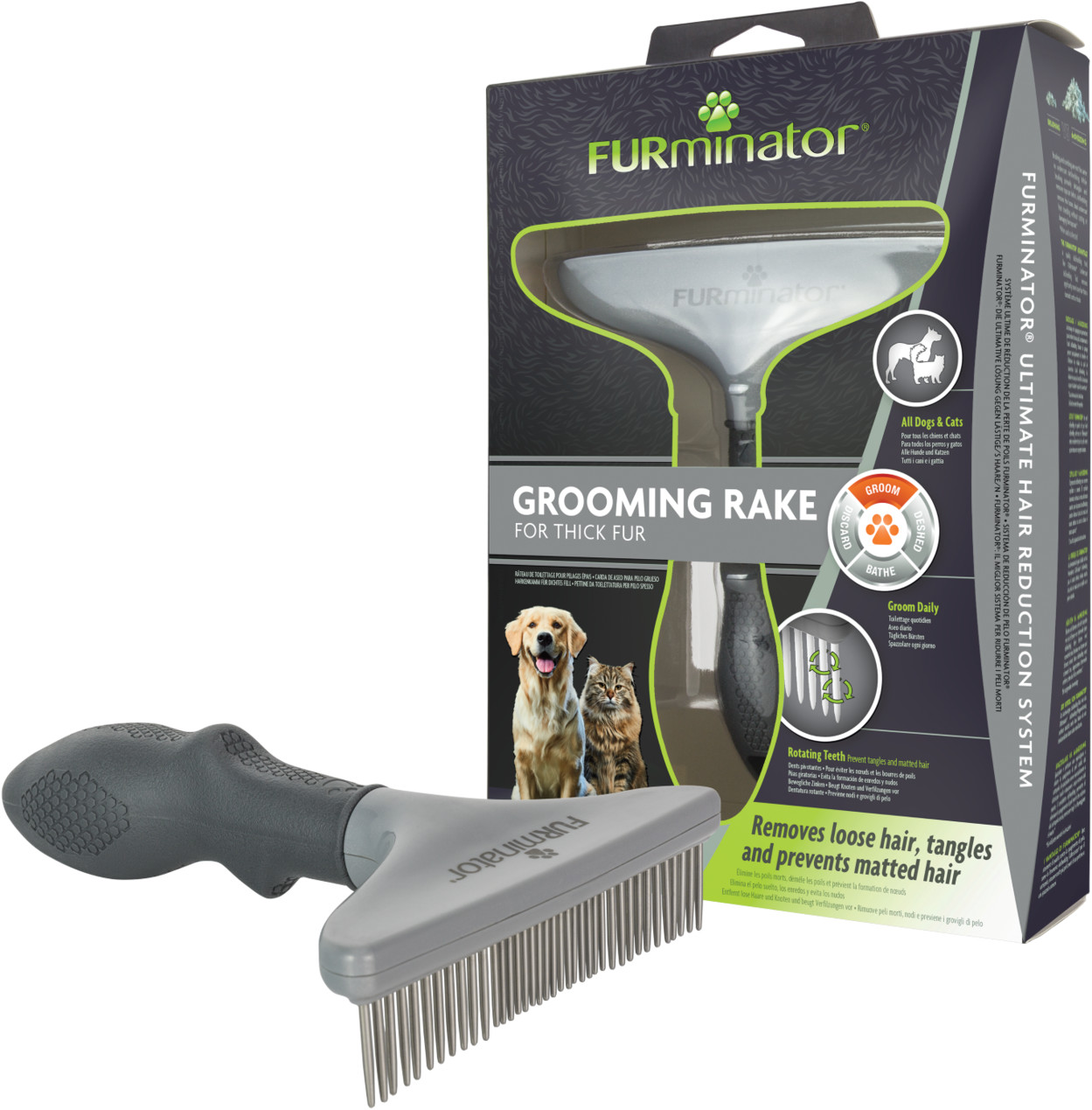 FURminator Grooming Rake for cats and dogs