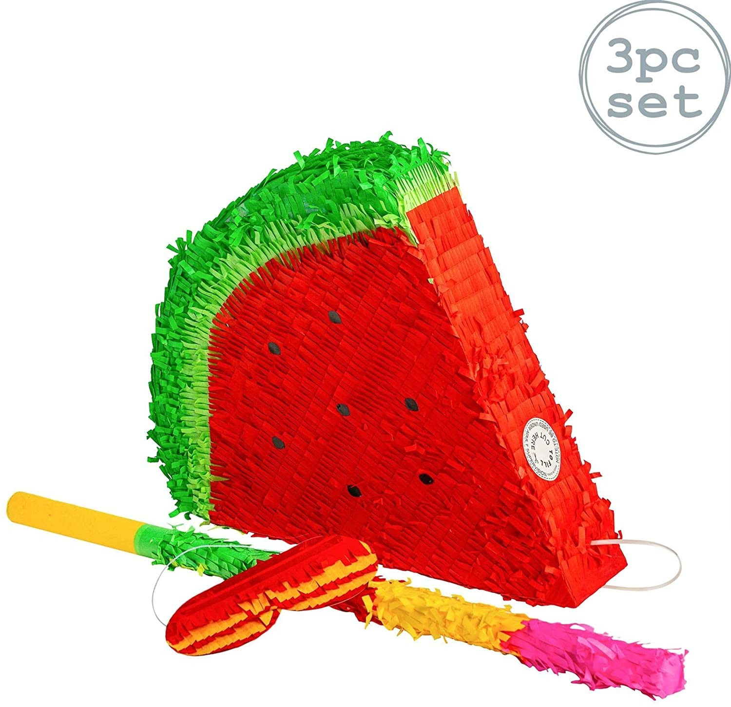 Fax Potato Watermelon Piñata Set with Baton and Blindfold