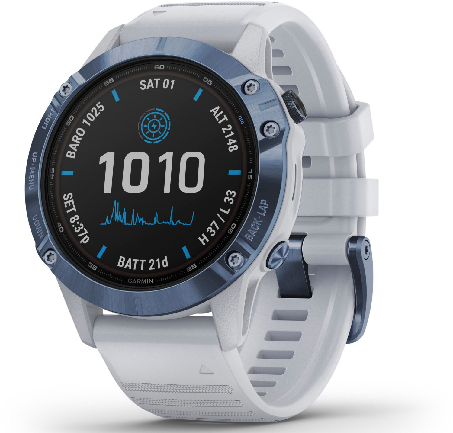 Garmin f nix 6 Pro Solar Blau WeiB ab 649 90 Preisvergleich bei idealo