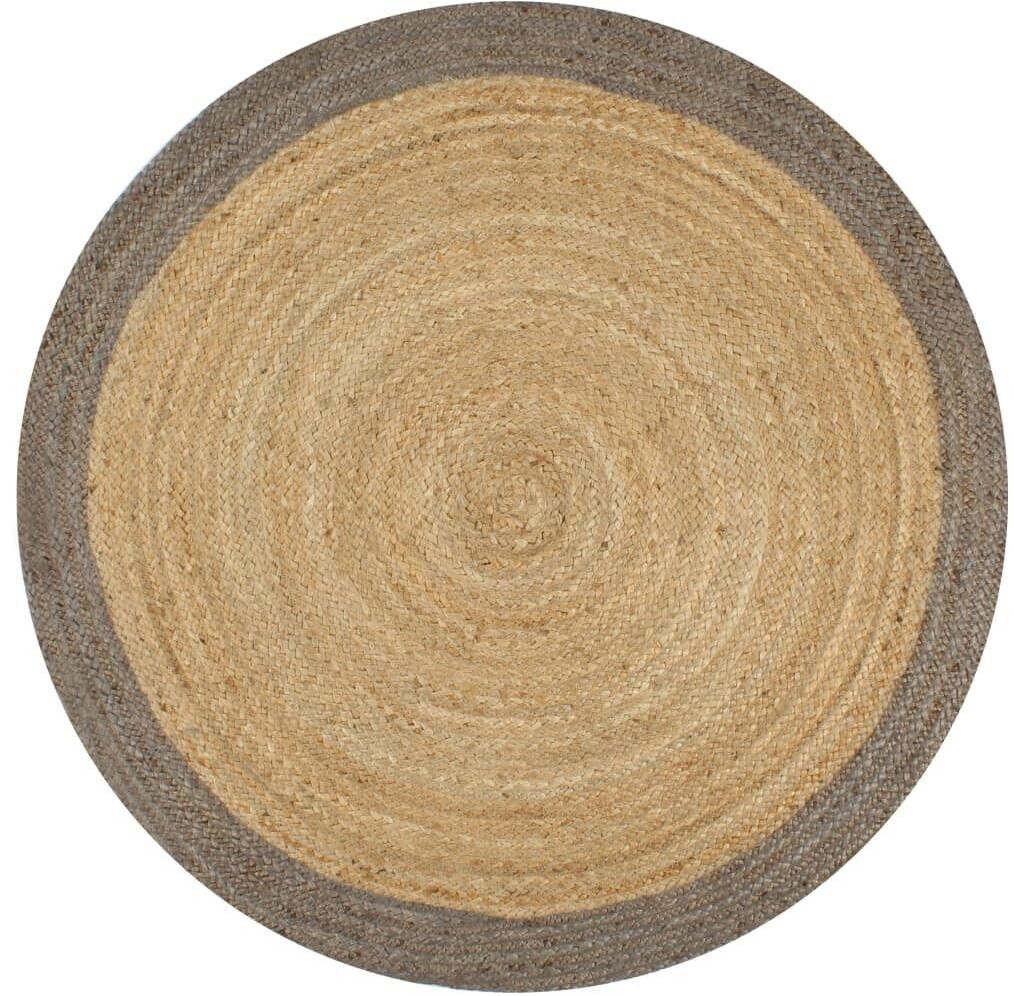 VidaXL Round jute rug with grey border 90 cm