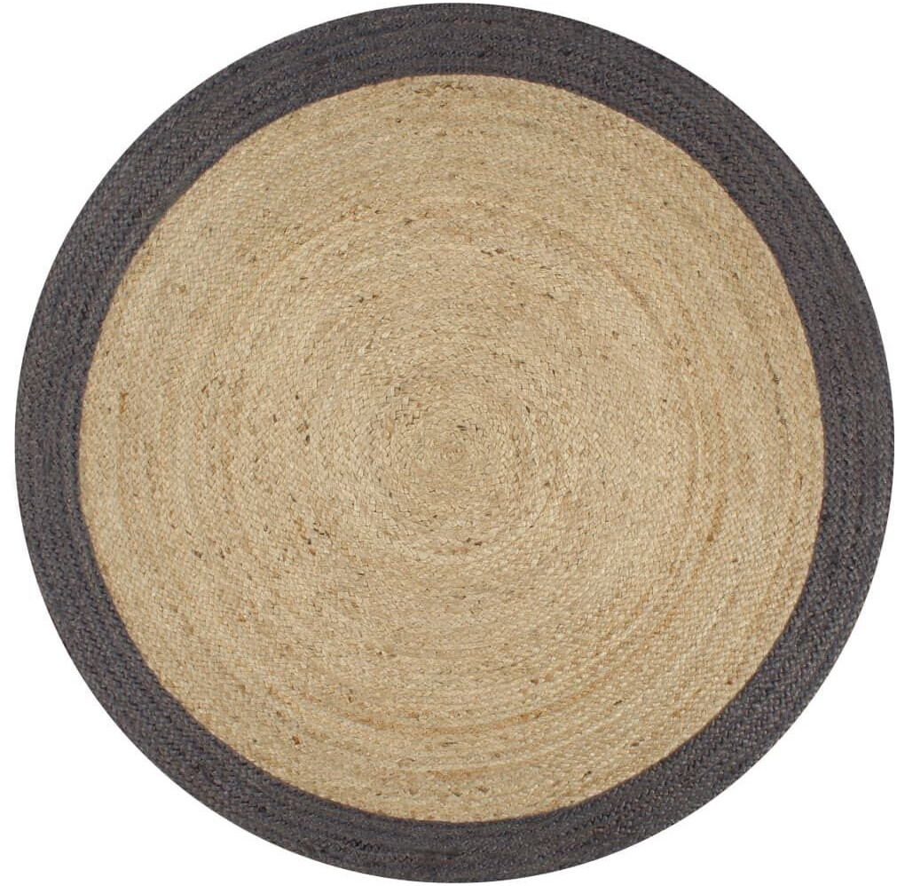 VidaXL Round jute rug with dark gray border