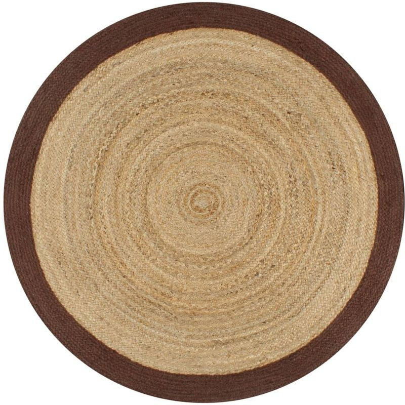 VidaXL Round jute rug with brown border 90 cm