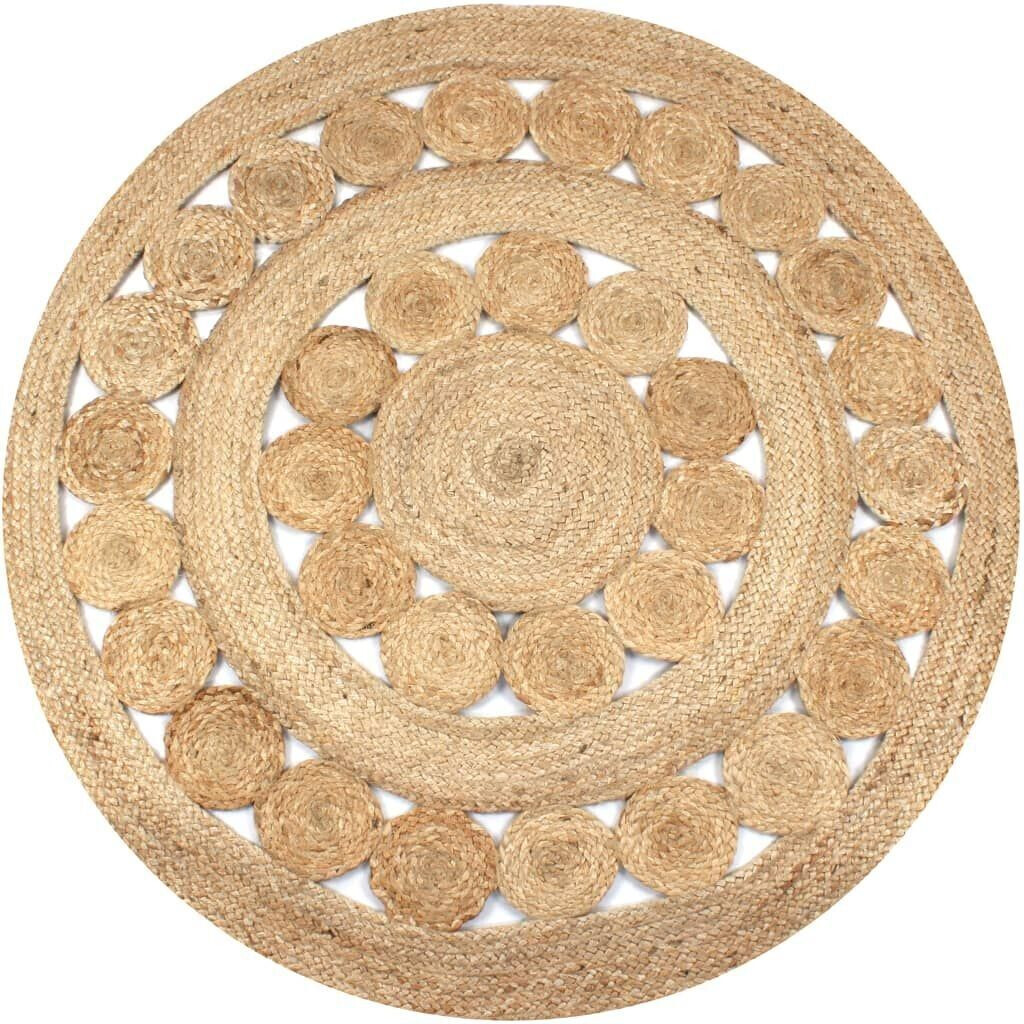 vidaXL Round jute rug braided circle design